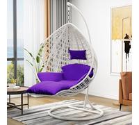 Silla colgante de huevo con soporte, ratán de polietileno y tubo de acero grueso, cómoda silla columpio para patio, jardín o balcón