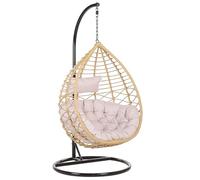 Silla Colgante de ratán Color Natural con Marco de Metal para Interior y Exterior Cesta Arsita