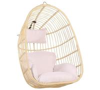 Silla Colgante de ratán Color Natural para Interior-Exterior Forma de Huevo Estilo Boho Casoli