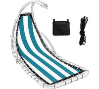 Silla colgante de tela de asiento de repuesto a rayas, 64 x 197 x 23 cm (rayas de pavo real)