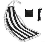 Silla colgante de tela de asiento de repuesto a rayas - 64 x 197 x 23 cm (rayas negras)