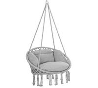 Silla colgante gris claro 80x60x140cm redonda con cojines