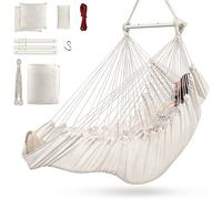 Silla Colgante para Exterior & Interior, Silla Hamaca Colgante con 3 Cojines y Soporte para Reposapiés para Jardin, Terraza, Balcón, Dormitorio, Ofi, Capacidad de Carga de 200kg