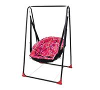 Silla columpio para exteriores con marco negro, elegante hamaca para jardín, patio, oficina, relajación, cómoda cuna para el ocio, perfecta para balcón y terraza