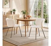 Silla comedor estilo moderno con respaldo curvo envolvente, crema, pack 2