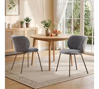 Silla comedor estilo moderno con respaldo curvo envolvente, gris, pack 2