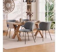 Silla comedor estilo moderno con respaldo curvo envolvente, gris, pack 4