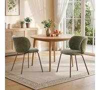 Silla comedor estilo moderno con respaldo curvo envolvente, verde, pack 2