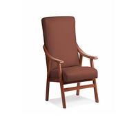 Silla con Brazos. Especial para geriátrico, Personas Mayores con la Espalda Recta. Tapizado en Polipiel Marrón. (Medidas: 115 * 55 * 68 cm.)