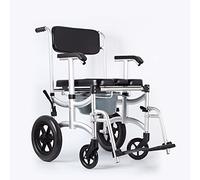 Silla con cómoda para inodoro, silla con cómoda junto a la cama, silla de ruedas de transporte, altura ajustable, orinal y freno extraíbles, asiento de inodoro móvil para personas mayores