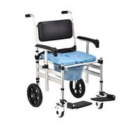 Silla con cómoda plegable, silla de transporte, silla con cómoda, silla de ducha con ruedas, silla de baño con ruedas para ancianos y heridos, silla de inodoro (A)