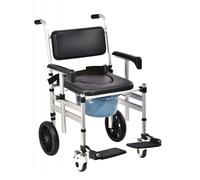 Silla con cómoda plegable, silla de transporte, silla con cómoda, silla de ducha con ruedas, silla de baño con ruedas para ancianos y heridos, silla de inodoro (B)