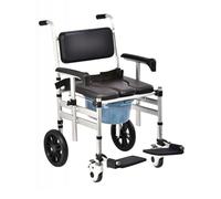 Silla con cómoda plegable, silla de transporte, silla con cómoda, silla de ducha con ruedas, silla de baño con ruedas para ancianos y heridos, silla de inodoro (C)