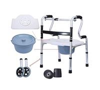 Silla con inodoro para ducha con orinal para personas mayores Andador plegable con 2 ruedas Andador Silla de transporte con asiento abatible Ayuda de movilidad para adultos mayores Bariátrico El doble