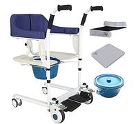 Silla Con Inodoro Transporte De Acero Silla De Ruedas, Elevador De Transferencia De Pacientes, Silla De Evacuación De Emergencia Cinturón De Silla De Ruedas Elevación De Seguridad, Dispositivo De Enfermería Para Bañarse En El Hogar Cómoda, Comfortedition-Darkblue