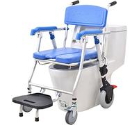 Silla con orinal plegable, silla de ruedas con orinal ajustable en altura con olla extraíble, pedal plegable y cojín de esponja, cómodas móviles multifunción junto a la cama para personas mayores co