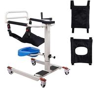 Silla con orinal Silla de ruedas elevadora para pacientes para el hogar, elevador de transferencia portátil con cojín y asiento de inodoro, silla con orinal para el hogar para ancianos paralizados -