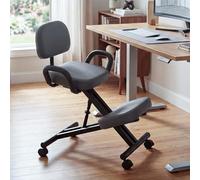 Silla con respaldo HWC-Q22, reposapiés y reposabrazos de altura regulable, ruedas de piel sintética y metal, color gris mate