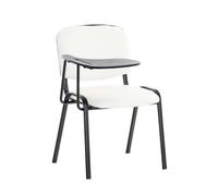 CLP Silla Confidente Ken con Brazo Extensible para Escritura I Silla para Academias con Pala Flexible para Apuntes I Silla de Conferencia Tapiza, Color:Blanco