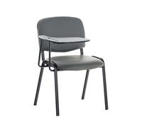 Silla Confidente Ken con Brazo Extensible para Escritura I Silla con Pala Flexible para Apuntes I Silla de Conferencia en Cuero PU I Color:, Color:Gris