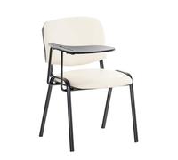 Silla Confidente Ken con Brazo Extensible para Escritura I Silla con Pala Flexible para Apuntes I Silla de Conferencia en Cuero PU I Color:, Color:Crema
