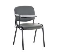 Silla Confidente Ken con Brazo Extensible para Escritura I Silla con Pala Flexible para Apuntes I Silla de Conferencia en Cuero PU I Color:, Color:Gris