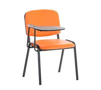 Silla Confidente Ken con Brazo Extensible para Escritura I Silla con Pala Flexible para Apuntes I Silla de Conferencia en Cuero PU I Color:, Color:Naranja