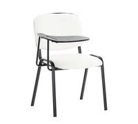 Silla Confidente Ken con Brazo Extensible para Escritura I Silla con Pala Flexible para Apuntes I Silla de Conferencia en Cuero PU I Color:, Color:Blanco