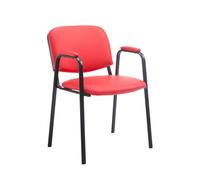 CLP Silla Confidente Ken Pro En Cuero Sintético I Silla De Conferencia con Base De Metal Negro I Silla De Oficina Sin Ruedas I Color:, Color:Rojo