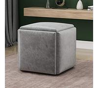 Silla cuadrada apilable - Taburete otomano 5 en 1, asiento reposapiés de cubo, otomana convertible para sala de estar, dormitorio, taburete de pie, taburete apilable, muebles versátiles y elegantes