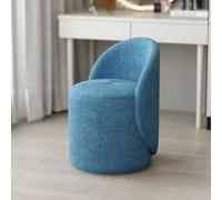 Silla de acento, taburete de tocador con respaldo curvado, tapizado blanco crema, base redonda, asiento de tocador de estilo nórdico