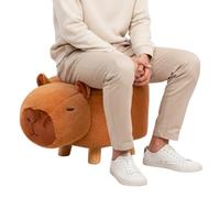 Silla de animales de dibujos animados - Taburete giratorio de madera silencioso con forma de capibara de 15.75 pulgadas | Bonito banco reposapiés | Asiento interior para asiento de niña, banco de