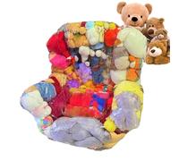 Silla de animales de peluche: asiento de bolsa de frijoles transparente transparente 2 en 1 para almacenamiento de juguetes y cómodos asientos con acceso con cremallera, sala de juegos de la sala de e