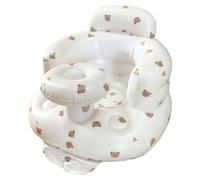 Silla de asiento para bebés, asiento inflable para bebés con patrón de osos, bomba incorporada, diseño plegable con bandeja, almohada de cuello y reposo en las piernas