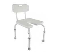 Silla de baño con asiento en U, Regulable, Blanca, Samba