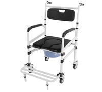 Silla de baño con ruedas, silla de ducha, silla de ducha con ruedas, cómoda, cinturón de seguridad, cepillo, elevador de pacientes, silla de noche para personas mayores, adultos, hasta 100 kg