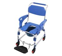 Silla de baño de aluminio de 125 kg, multifuncional, apertura del asiento ampliada, reposabrazos plegables, ruedas de freno, reposapiés plegable para personas mayores, embarazadas, personas con