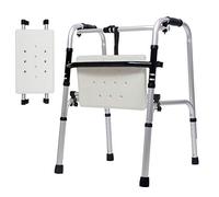 Silla de baño de rehabilitación de pie Andador plegable para ancianos Marco de barandilla plegable ligero de aleación de aluminio para personas mayores con muleta de asiento (con ruedas) (sin ruedas)