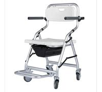 Silla de baño plegable con ruedas, silla de ducha portátil con reposabrazos para personas mayores y usuarios discapacitados