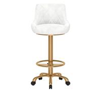 Silla de bar con respaldo - Taburete giratorio ajustable con ruedas, silla giratoria de terciopelo for oficina, spa, estudio, laboratorio, mostrador, salón, hogar, bar, cocina, tienda(White,45-60cm)