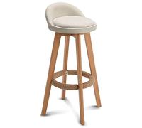 Silla de bar de restaurante Taburete giratorio de madera maciza de 360 ° con cojín de lino de algodón, reposapiés y pegatinas antideslizantes para los pies (Tamaño: 70 cm, Color: Caqui) Interesting