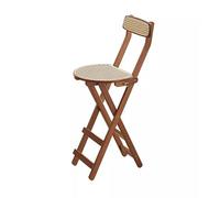 Silla de bar plegable de madera alta - Taburete alto moderno de madera maciza con respaldo de ratán para uso doméstico y restaurante - Diseño simple, versátil para varios entornos