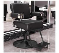 Silla de Barbero Profesional, Silla de Salón Ajustable con Giro de 360° y Cuero PU con Reposapiés de Acero,Negro,C