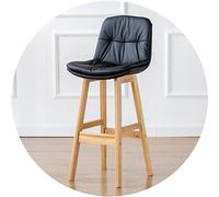Silla de barra de madera sólida con respaldo, asiento de asiento de doble capa y reposapiés más ancho, taburetes de recepción de contador de oficina (tamaño: 71 cm, color: gris oscuro) (negro 61 cm)