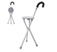 Silla de bastón gris, Uni Metal ajustable, portátil, plegable, silla de bastón, taburete de asiento, taburete de caña de tubo de hierro, taburete de silla de bastón, bastón de trekking para mulet