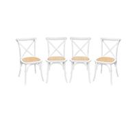 Silla de bistró vintage de madera, set de 4 blanco - 48.5x53.5x88.5 cm