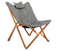 Silla de camping Bloomsbury (An x Pr x Al: 75 x 87 x 96 cm, Gris/Marrón, Madera/tejido de poliéster)