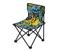 Silla de camping compacta de color amarillo y azul Trend Graffiti, ultraligera, portátil, plegable, bolsa de transporte incluida, silla de pesca para conciertos al aire libre