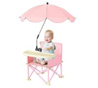 Silla de camping para bebé, silla de comedor plegable con sombrillas, silla alta plegable de camping para bebé, asiento elevador con bandeja extraíble para bebé, silla de viaje de playa para bebés de