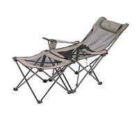 Silla de camping plegable ligera, tela Oxford reclinable, material transpirable, con reposacabezas, reposapiés y bolsa de almacenamiento para patio, playa y jardín